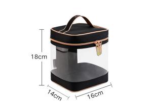 Light Weight Transparent Pvc Bag 16x18x14CM Size With Clear Zipper And Mirror