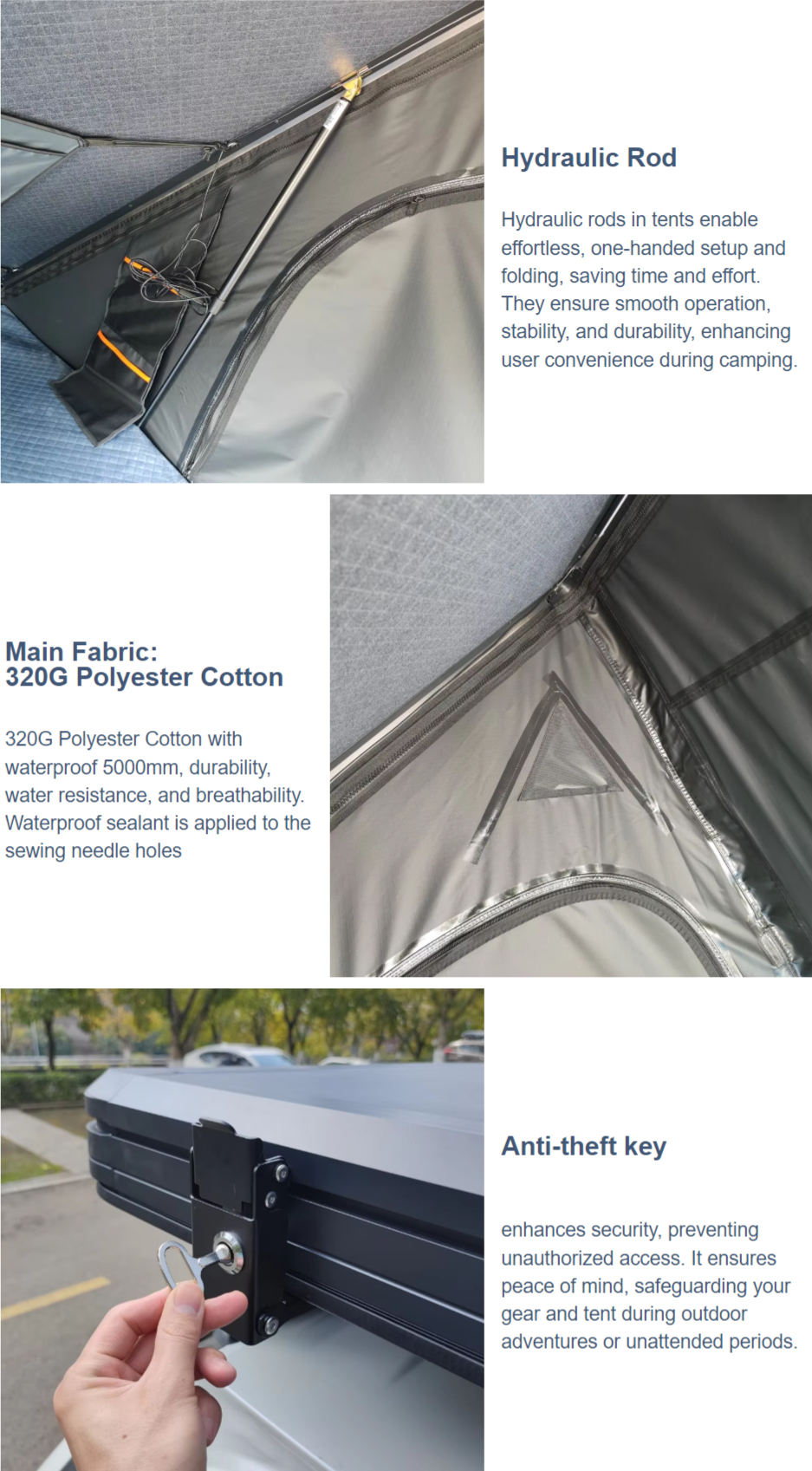 Outdoor Camping Offroad RTT SUV Clamshell Hardshell Slim Waterproof Rooftop Tent