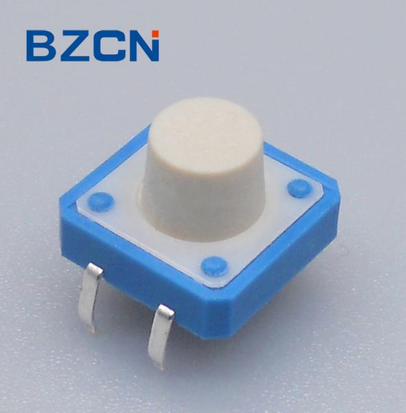 Quality Thru Hole 12 Mm X 12mm Tactile Switch 0.5mA Current Rate Blue House With White Button for sale