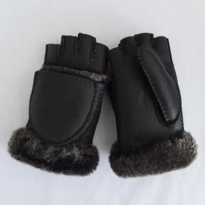 Buy cheap Wholesale customized Leather Shearling Gloves sheepskin 5 fingers ladies leather gloves with cover product