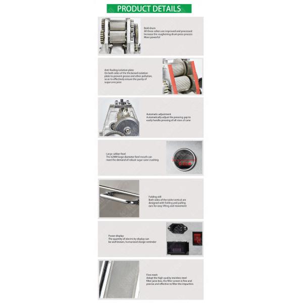 Stainless Steel Electric Sugar Cane Juice Extractor Vertical 1100W