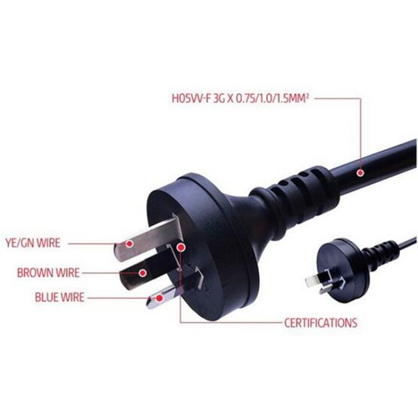 Australia Power Cord / AC DC Power Cable Copper Lead Material PVC Outer Jacket