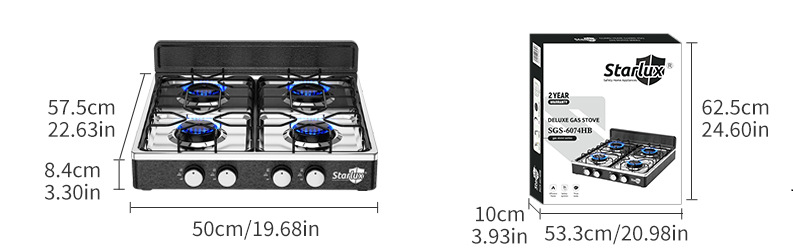 Kitchen Stainless Steel Gas Stove Portable Four Burner Gas Cooker Camping Appliances