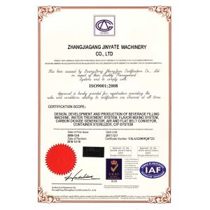 Zhangjiagang Jinyate Machinery Co., Ltd Certifications