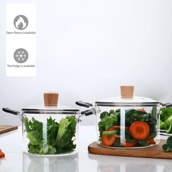 Quality Microwave Heating Transparent Borosilicate Glass Soup Pot for sale