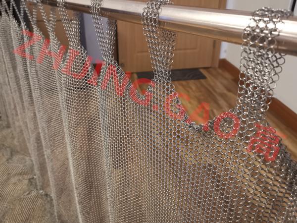 Quality Height 2.30 M Width 1.50 M Ring Size 7mm Silver Color Tab Top Ring Mesh Curtain for sale