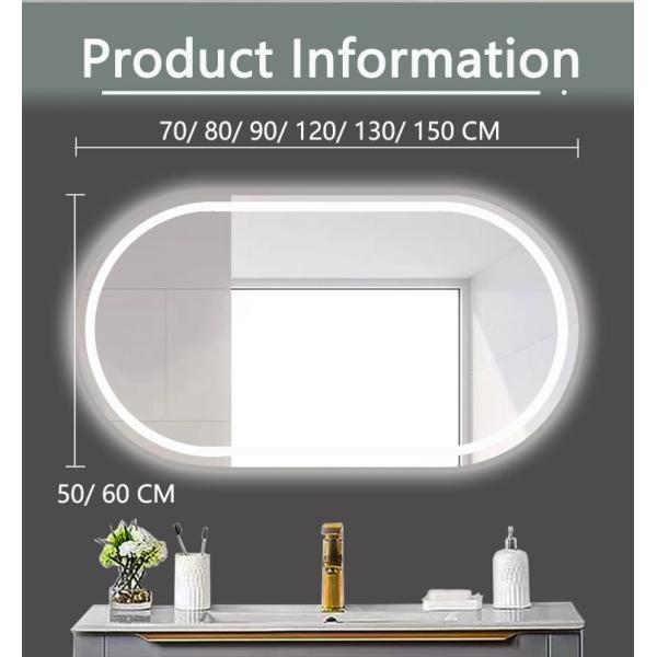 Hotel Home Bathroom Decoration LED Lighted Triple Color Lights Waterproof Vanity Mirror