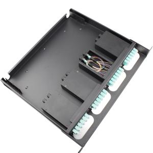 1U Fiber Optic Distribution Frame MPO / MTP male - LC multi mode OM3 1 meter