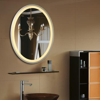 Quality Ss Frame Oval Led Bathroom Mirrors With Touch Switch Bluetooth And Clock for sale