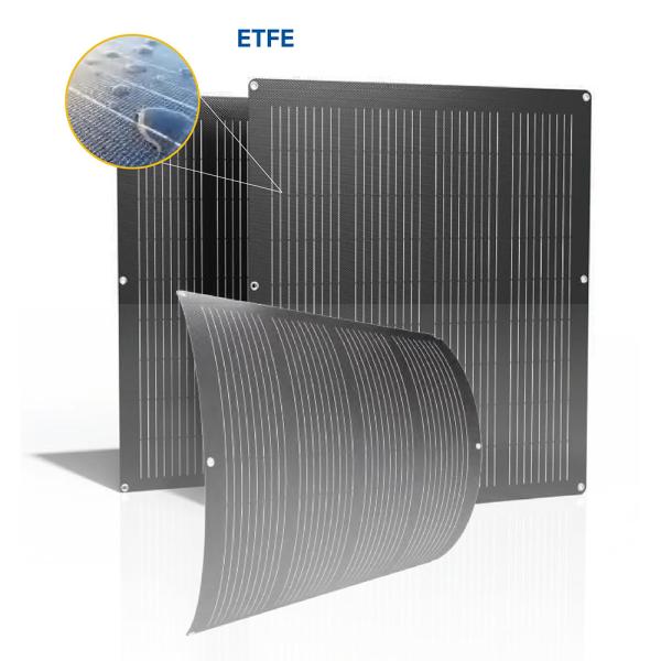 12V 100W Ultra Thin Semi Flexible Solar Panel with ETFE Coating and IP67 Rating Bendable Up To 30 Degrees
