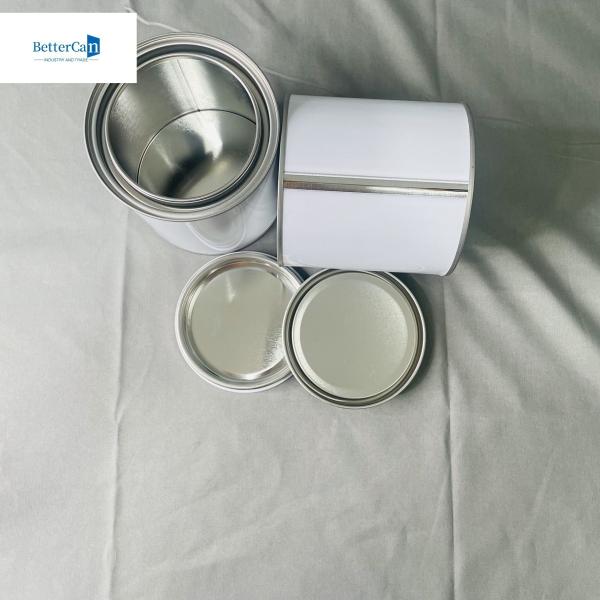 0.28mm Thickness White Round Paint Tin Cans With Triple Tight Cover 1 Liter