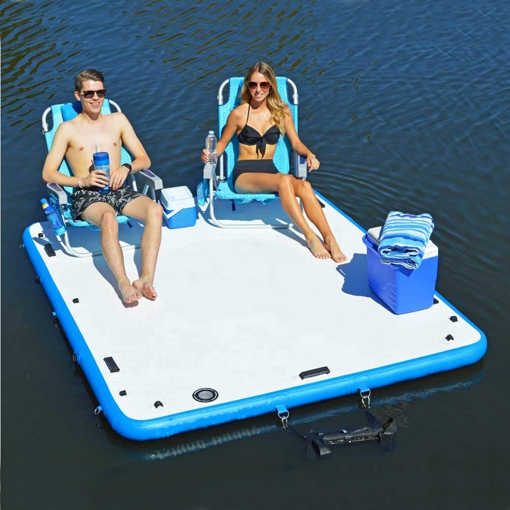 Drop Stitch Inflatable Swim Platform Floating Dock , Inflatable U Dock Platform Station For Boat And Jet Ski