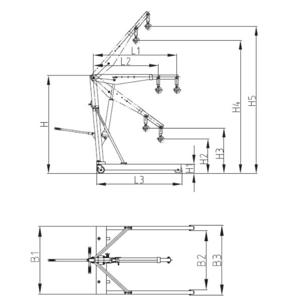 Heavy Duty Single Pump Hydraulic 1 Ton Foldable Shop Crane