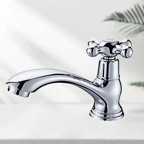 Quality Single-Handle Single Cold Water Basin Tap Stylish Bathroom Faucets In Chrome for sale