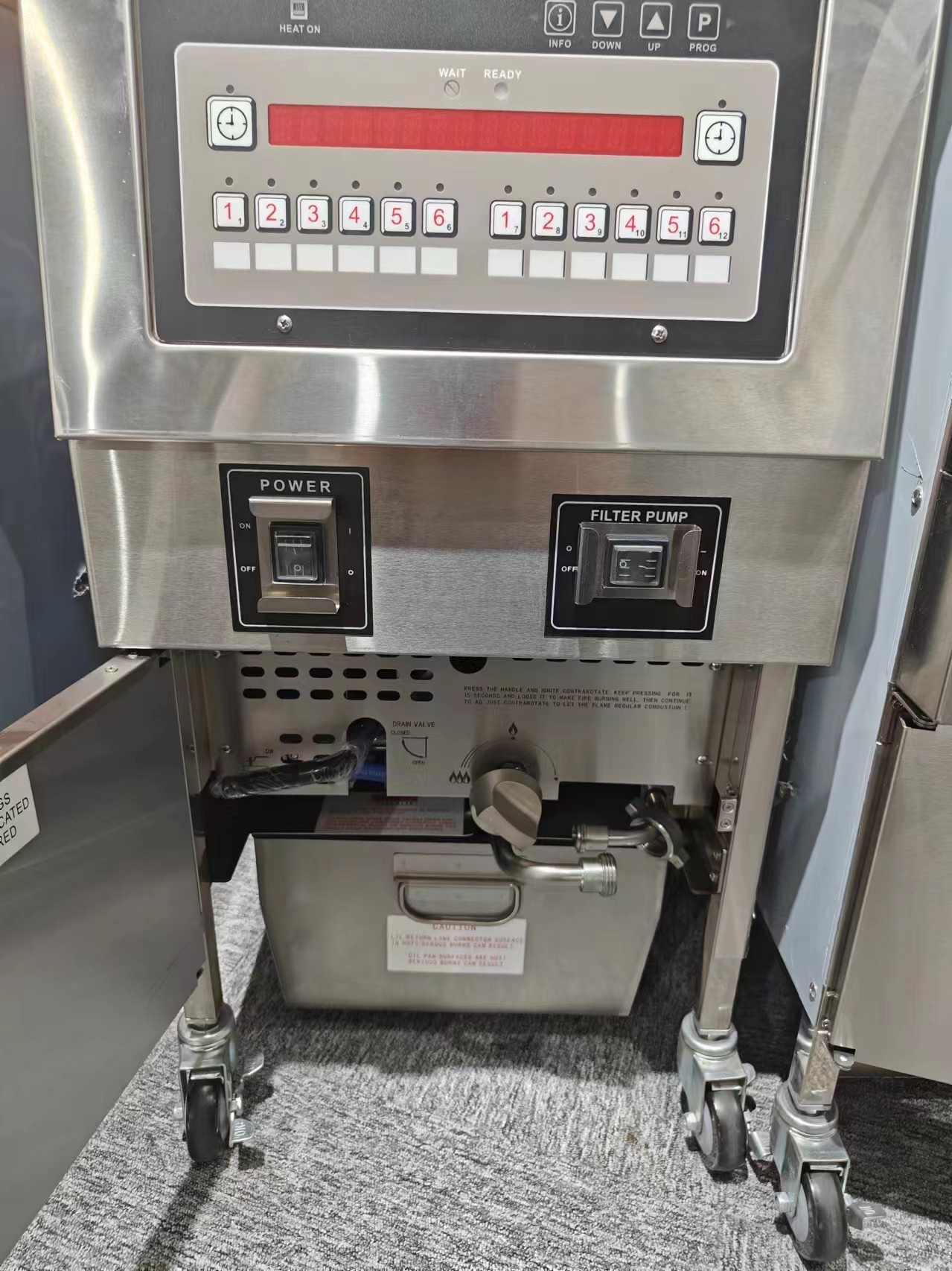 Gas Heating 220V Digital Computer Panel One Pot Two Baskets Open Deep Fryer