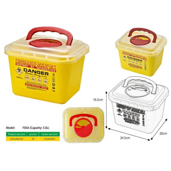 5 Litre Sharps disposal container, Sliding Lid, Red,Sharps Container | WinnerCare