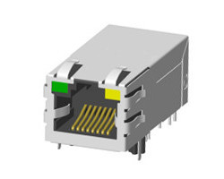 RJ45 Jack 10G with transformer with light and shield, TAB-UP L=33MM
