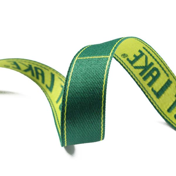 Nylon Polyester Jacquard Webbing Tape 2.6cm Width Green Elastic Band