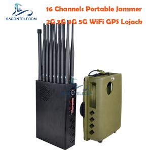 China 12000mAh 16w Mobile Phone Signal Blocker 20m WiFi GPS Jammer 2G 3G 4G 5G on sale