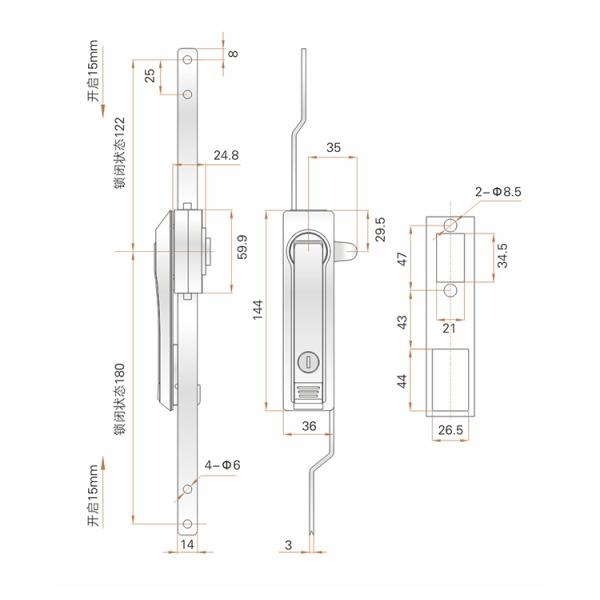 Electrical Cabinet Door Lock Rod Control Lock