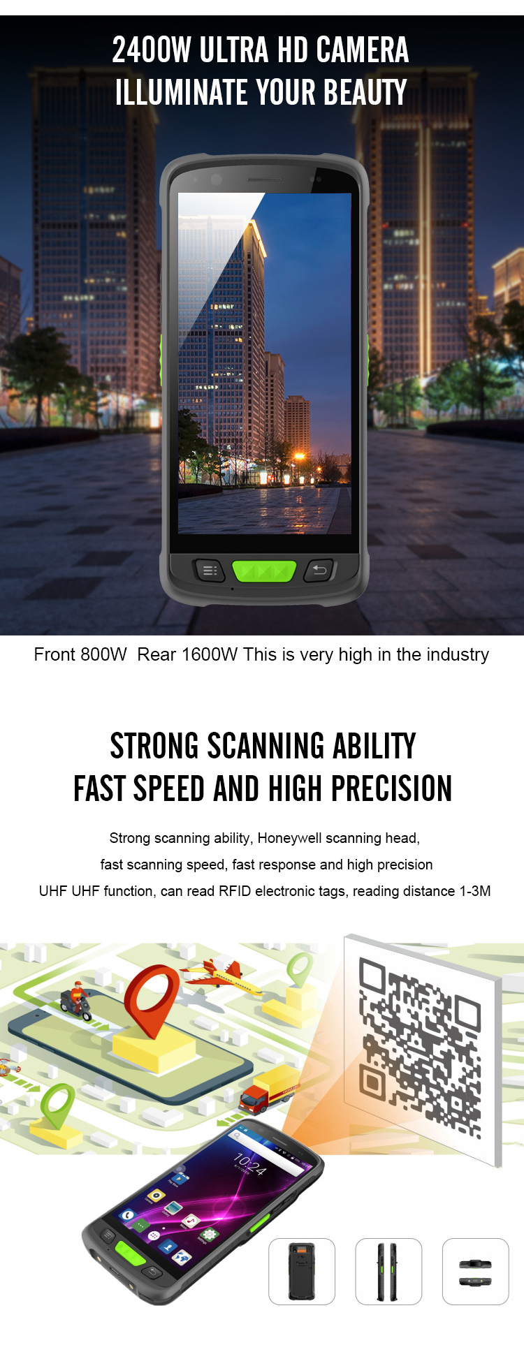 JZIOT V9000P 5.5INCH Android 9.0 UHF RFID Handheld Reader PDA with 16MP Rear Camera