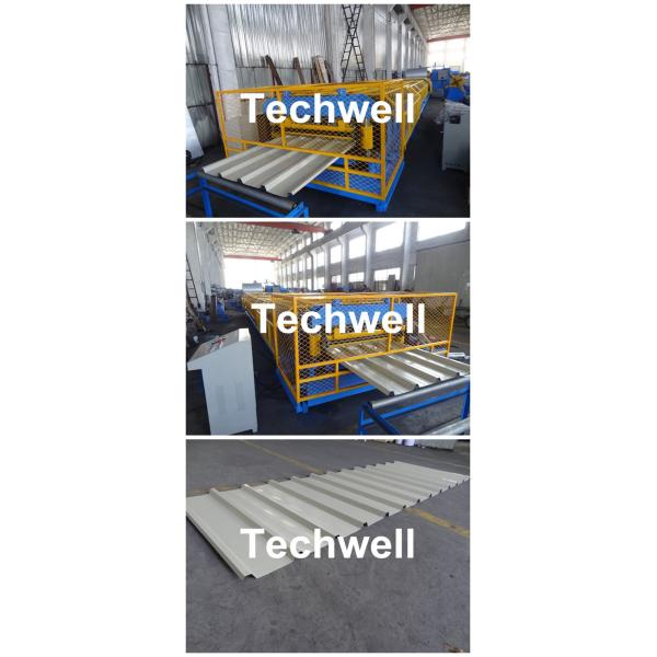 PLC Frequency Control Metal Roof Panel Roll Forming Machine With Color Steel , PPGI Raw Material