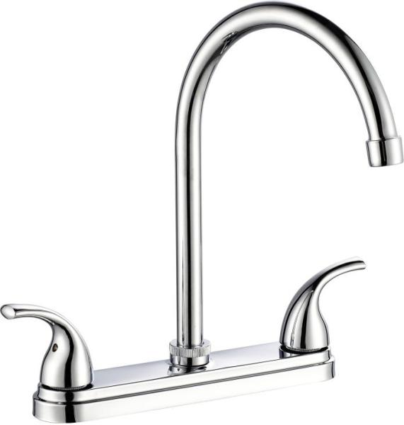 Quality Brass Centerset Two Handle Kitchen Faucet In Chrome Deck Mounted for sale