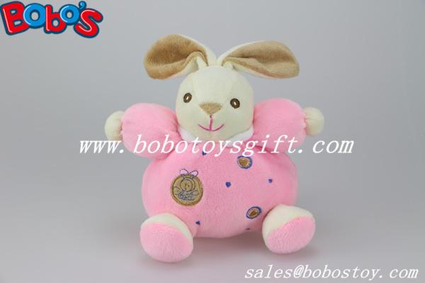 Quality 5.9"China Plush Baby Toy Cute Soft Pink Rabbit Bunny Animals With Ring Rattle for sale