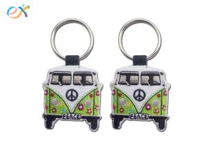 Buy cheap Twill Background Embroidered Keychain Irregular Shape With Laser Cut product