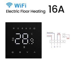 Buy cheap Tuya WIFI Smart Electrical 16A Thermostat With LED Screen For Room Temperature Range -5.C-50.C Compatible With Wi Fi 2.4GHz B/g/nTouch / Mobile APP/ product