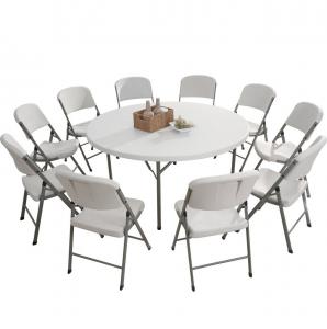 China Custom 4ft 6ft 8ft Cheap Round Foldable Table Portable Folding White Round Tables For Events Wedding on sale