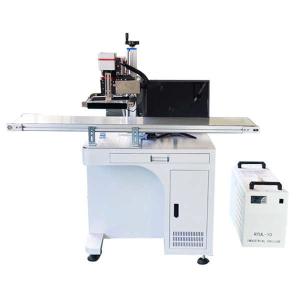 50W CCD Vision Positioning Automatic Fiber Laser Marker On Assembly Production Line For Glass Plastic