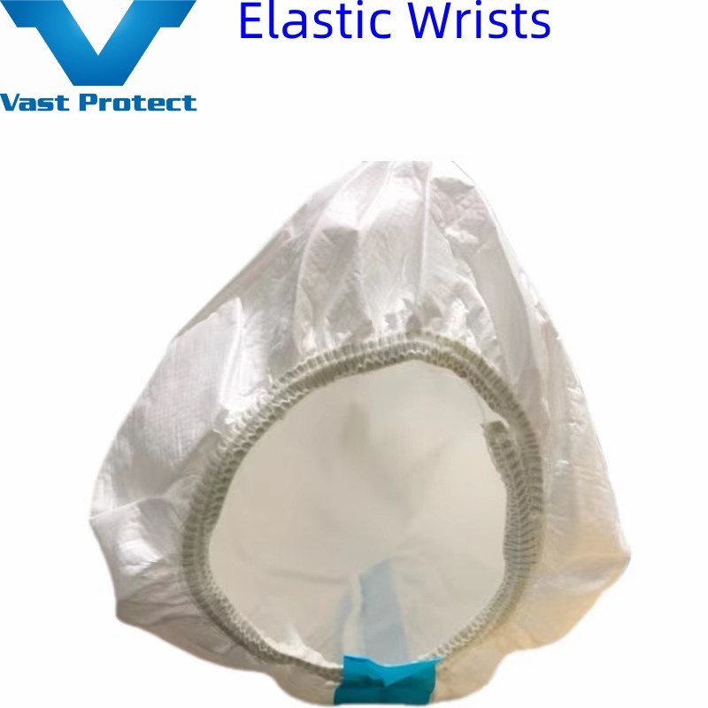 Breathable Disposable White Blue Strip Micro Film Suit Without Boots-Cover