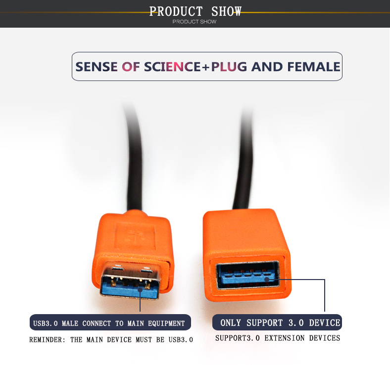 Posh Shine AOC USB3.0 Extension cable manufacture OEM with high speed and quality customize logo AOC USB3.0 extension cable