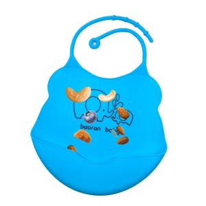Custom Printing Best Fancy Fold-able Collapsible Comfort Waterproof Easily Wipes Clean Baby Silicone Bib with Pocket