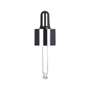 PP Plastic Cosmetic Glass Dropper large 20mm Round Tip Black Silver color