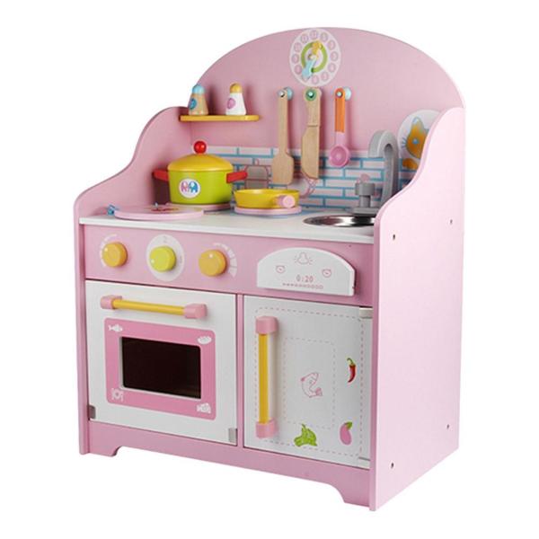 Quality Utensils 30cm Pink Wooden Play Kitchen Tabletop Playhouse Toys for sale