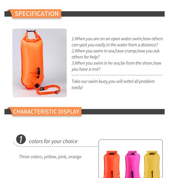 Waterproof Inflatable Triathlon Swimming Buoy Customizable Logo