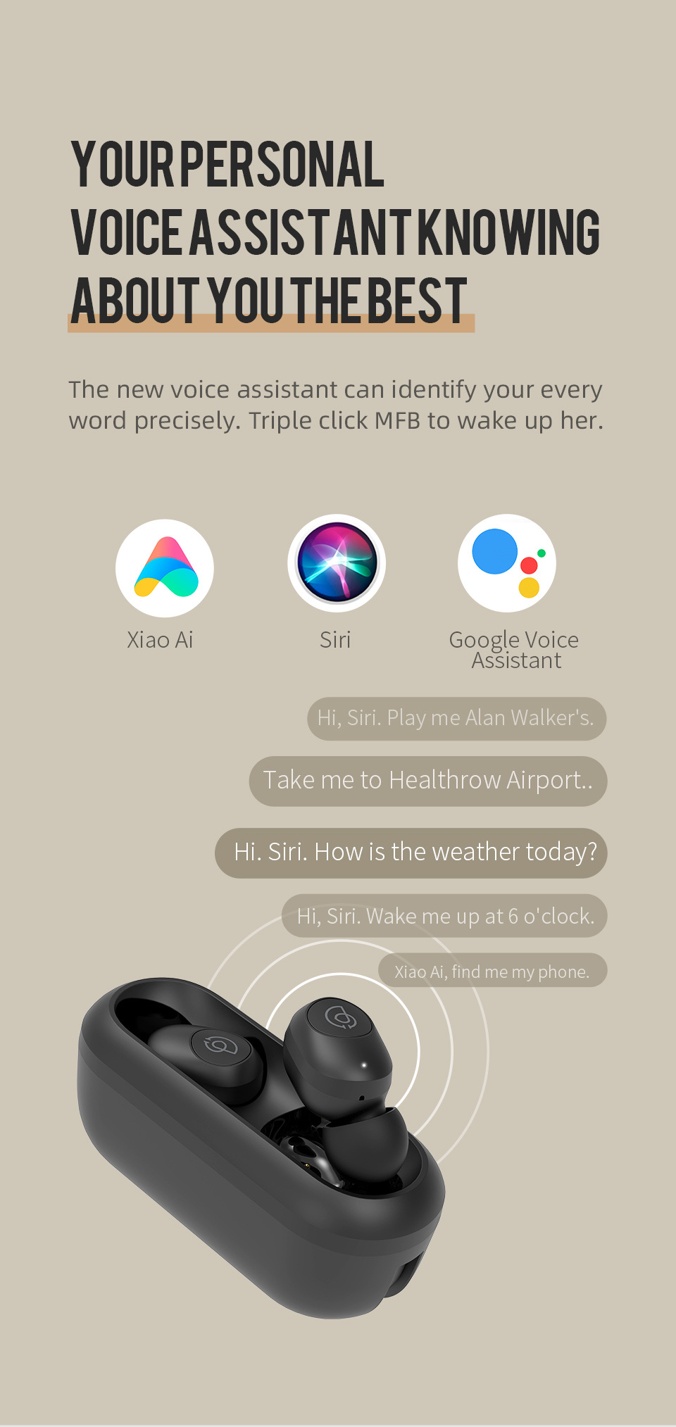 3D Stereo Bluetooth Earphones Automatic Pairing Mini Tws Wireless Earbuds (with Built-in Cable charging Case)