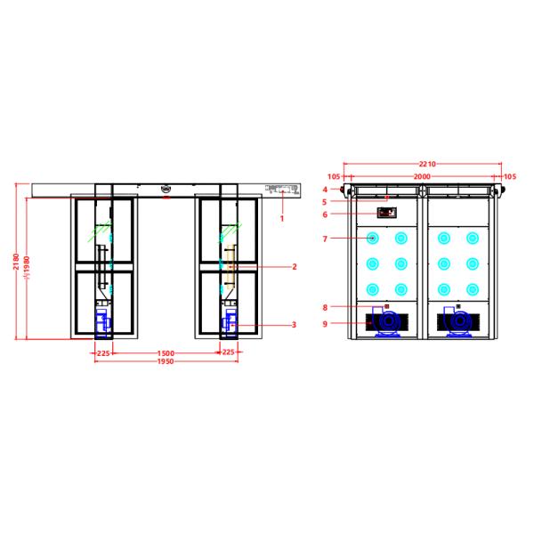 Auto Sliding Door Cargo Air Shower | 1950x2000x2180mm | Powder-Coated 201 Stainless Steel