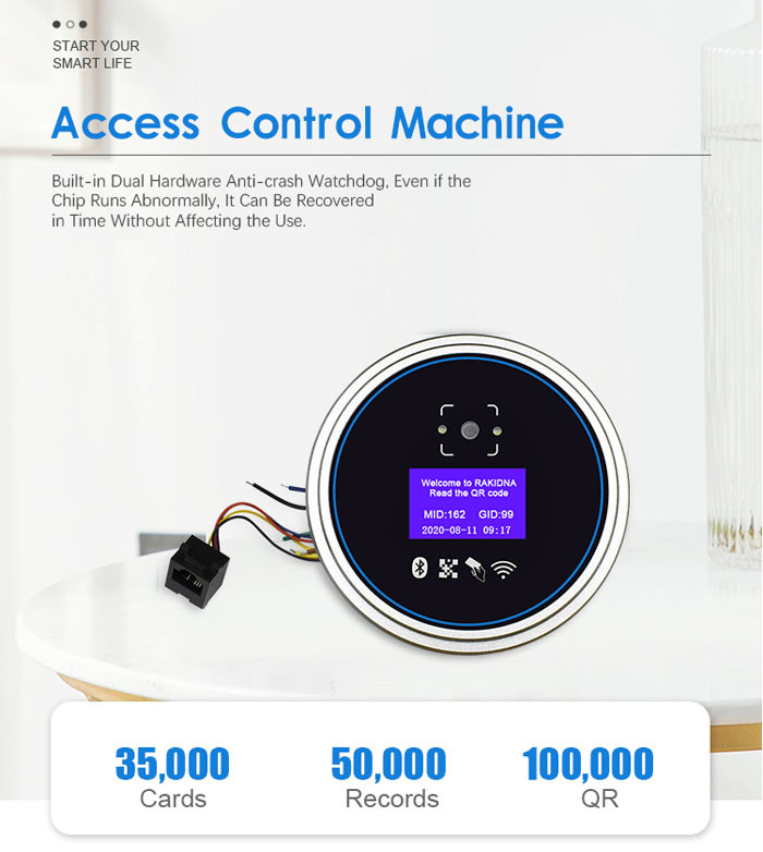 Wifi Bluetooth TFT Indoor Outdoor MIFARE ISO1443A Or ISO1443B QR Scanner HTTP UDP TCP RJ45 Access Control System