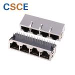 1 * 4 Port RJ45 Connector Transformer Tab Down Insert Material UL94V-0