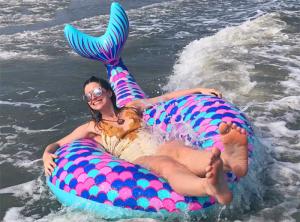 China Custom Design Inflatable Mermaid Tail , Inflatable Mermaid Pool Toy Outside on sale