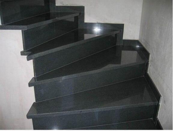 Quality Living Room Stairs Flamed Granite Stone , Polished Mongolia Black Granite for sale