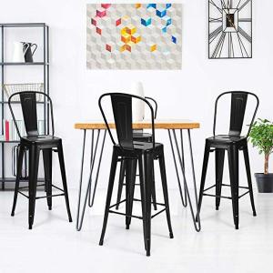 China Restaurant High Bistro Table And Stools Outdoor Modern Black Metal Stackable Style on sale