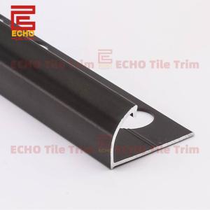 China Bathroom Decorative Aluminum Tile Trim Round Black Tile Edge Trim on sale