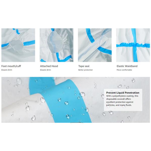 Anti Static Hooded Disposable Polypropylene Coverall