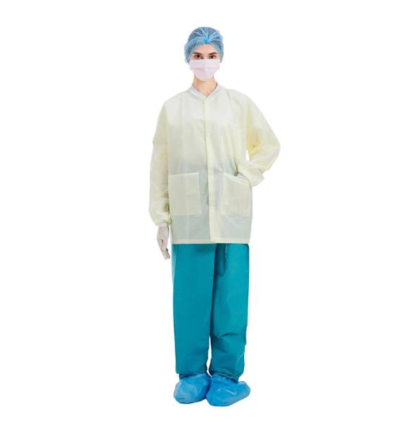Quality CE FDA Knit Cuffs Disposable Lab Coats GB15979-2002 for sale