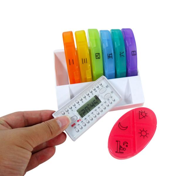 Quality Colorful Weekly Pill Box Organizer Detachable Pill Cases 4 Large Compartmemts In A Tray for sale