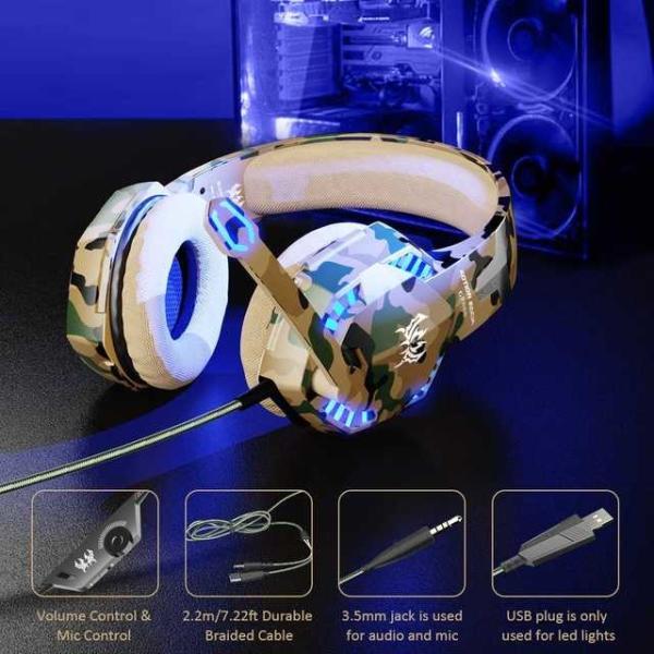 Kotion Each G2600 50mm 2.2m Camouflage Gaming Headset